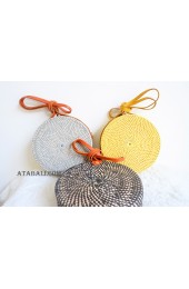 3 color solid circle rattan sling bags balinese design